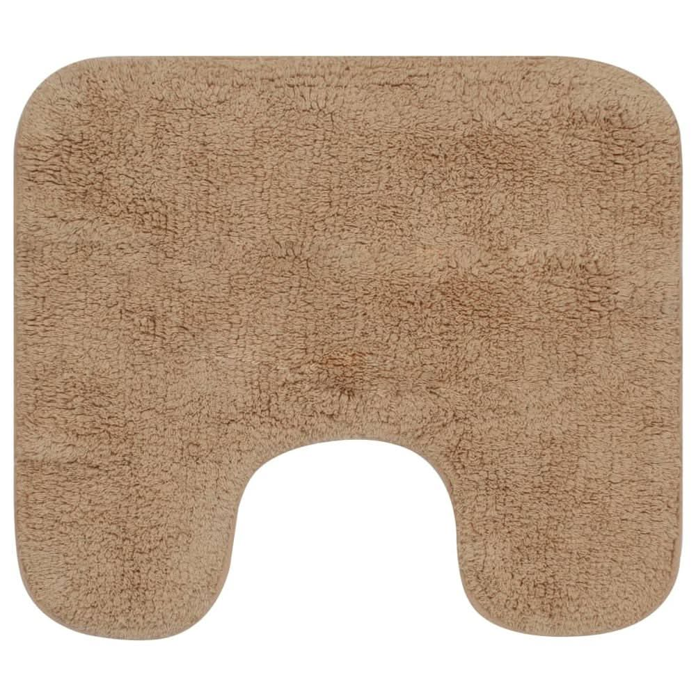 Bathroom Mat Set 2 Pieces Fabric Beige