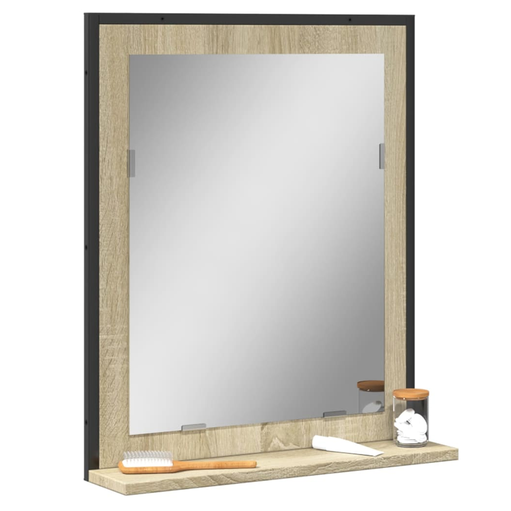 Bathroom Mirror with Shelf Sonoma Oak 50x12x60 cm Engineered Wood