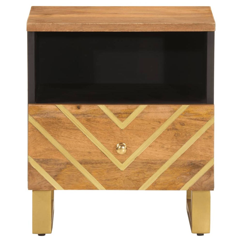 Bedside Cabinet Brown and Black Solid Wood Mango