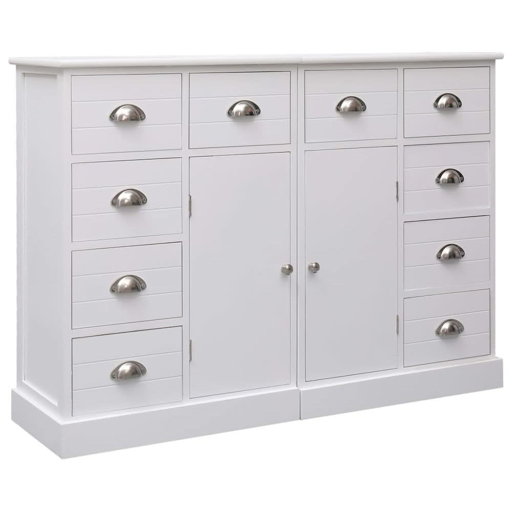 Sideboard with 10 Drawers Grey 113x30x79 cm Wood