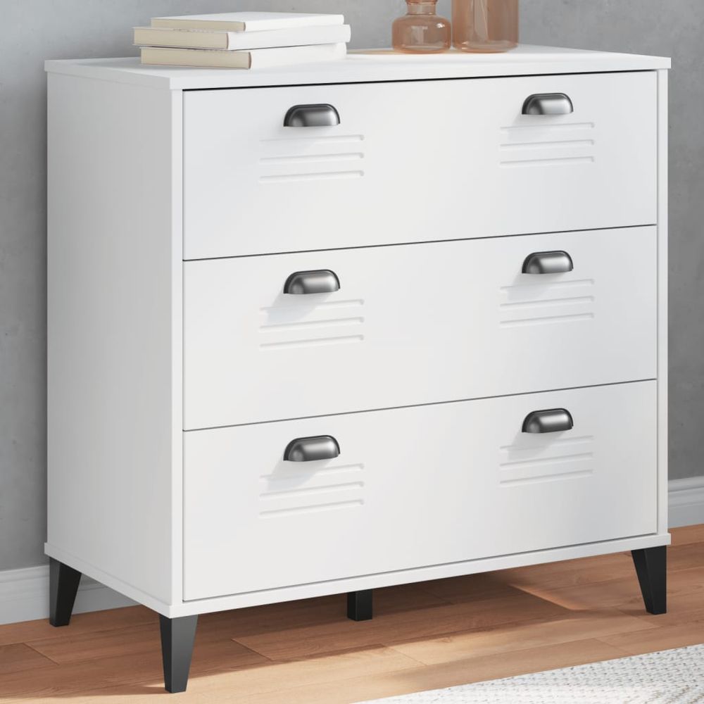 Drawer Cabinet White Solid Wood Pine