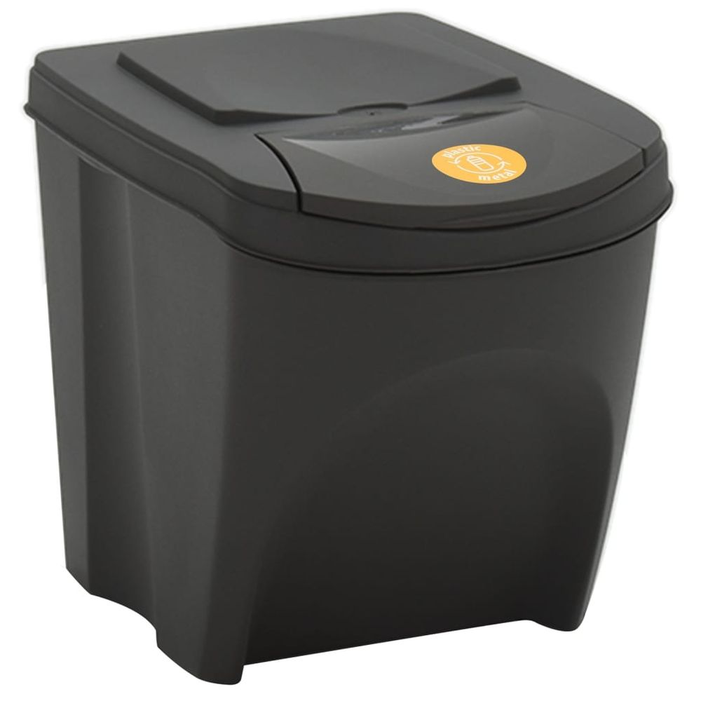 Stackable Garbage Bin Boxes 3 pcs Grey 75 L Polypropylene