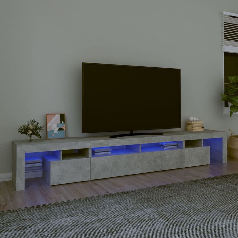 TV Cabinet with LED Lights White 230x36.5x40 cm