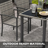 Outsunny 4 Seater Rattan Garden Furniture Set with Glass Tabletop - Mixed Grey