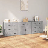 Sideboards 3 pcs White Engineered Wood