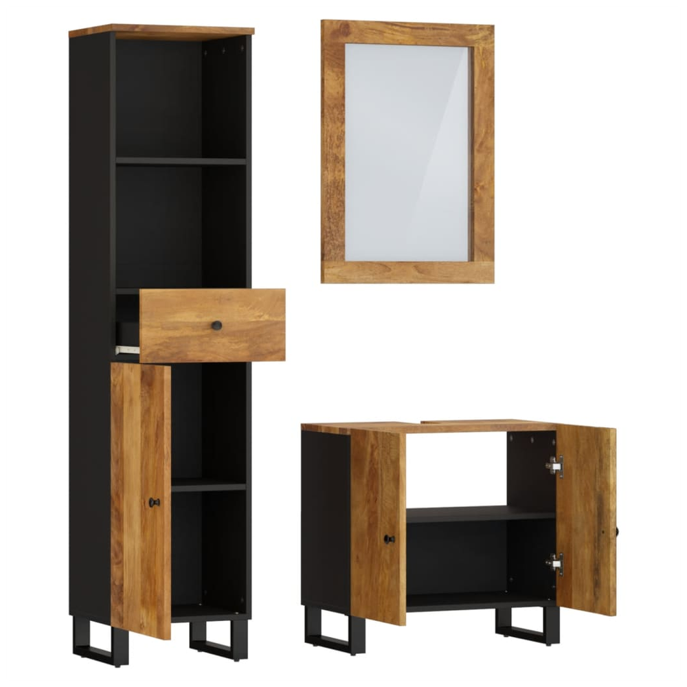 3 Piece Bathroom Furniture Set Solid Wood Mango