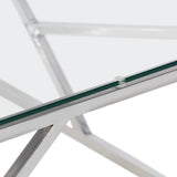 Coffee Table Silver Stainless Steel and Tempered Glass