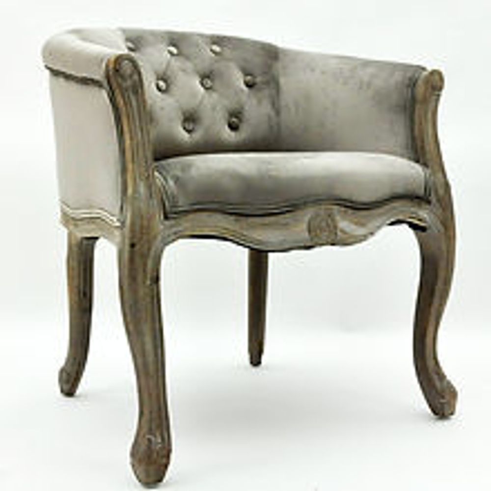 NATURAL FR TAUPE VELVET LOUIS CHAIR