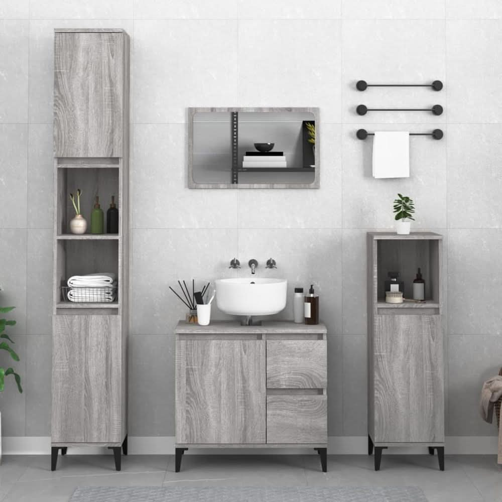 Bathroom Cabinet White 30x30x100 cm Engineered Wood