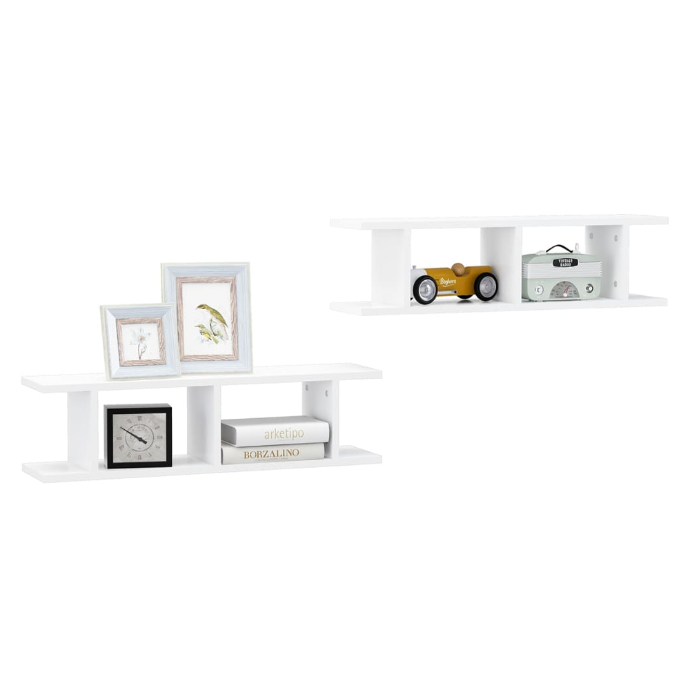 Wall Shelves 2 pcs White 75x18x20 cm Engineered Wood