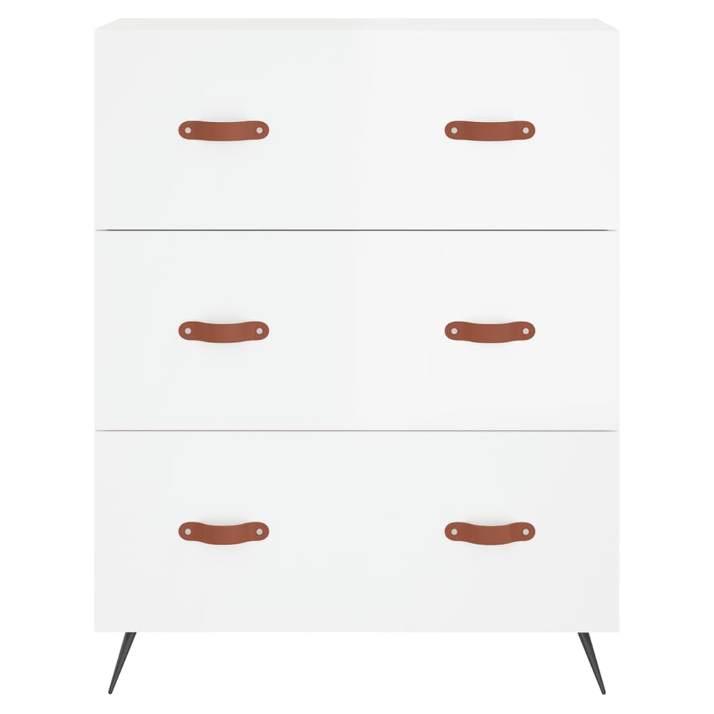 Chest of Drawers High Gloss White 69.5x34x90 cm Engineered Wood