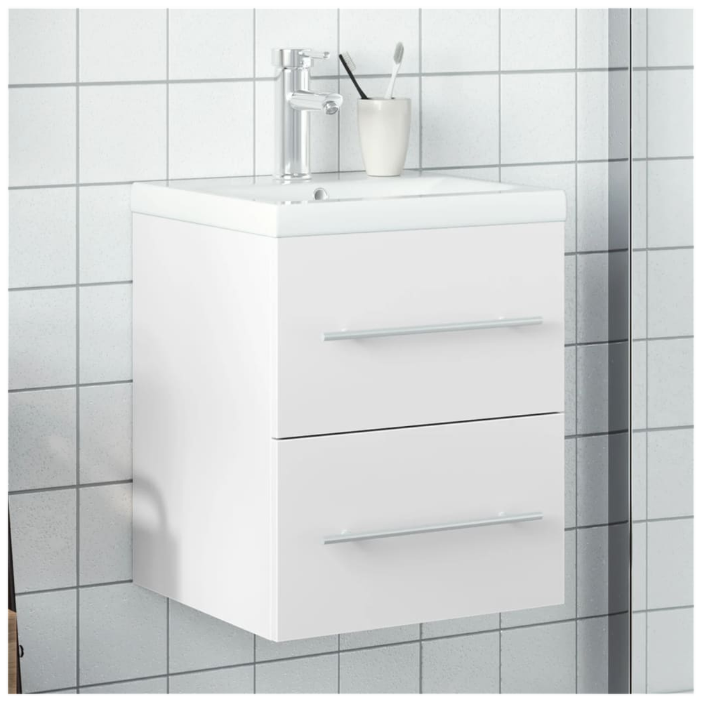 Bathroom Sink Cabinet with Built-in Basin White