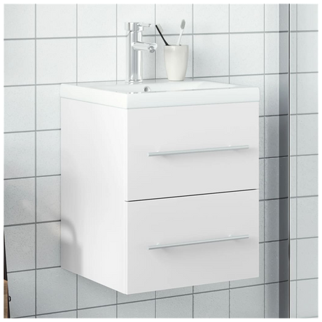 Bathroom Sink Cabinet with Built-in Basin White