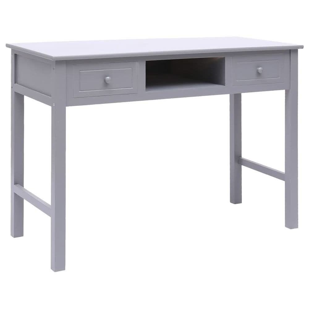 Desk Grey 108x45x76 cm Solid Wood Paulownia