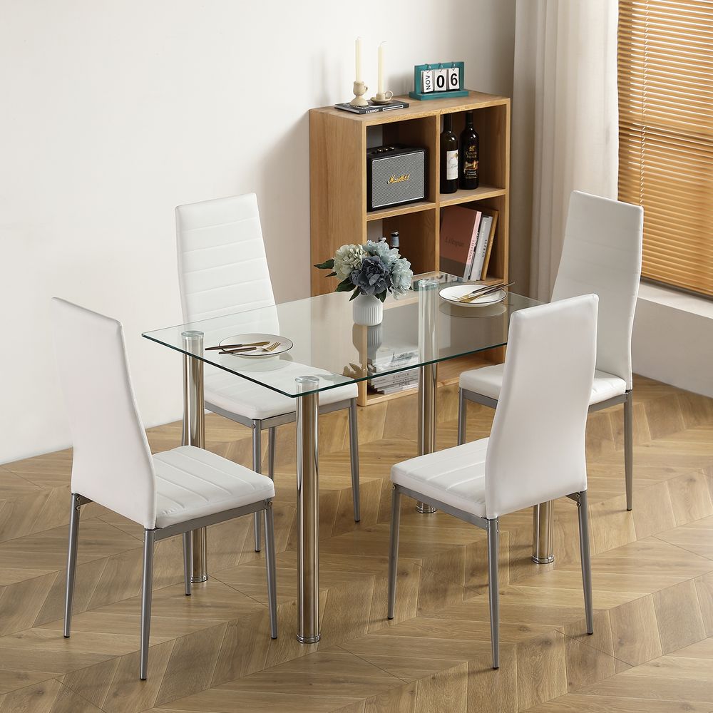 110CM Clear Colour Dining Table Set