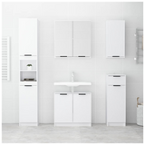 5 Piece Bathroom Cabinet Set White Engineered Wood