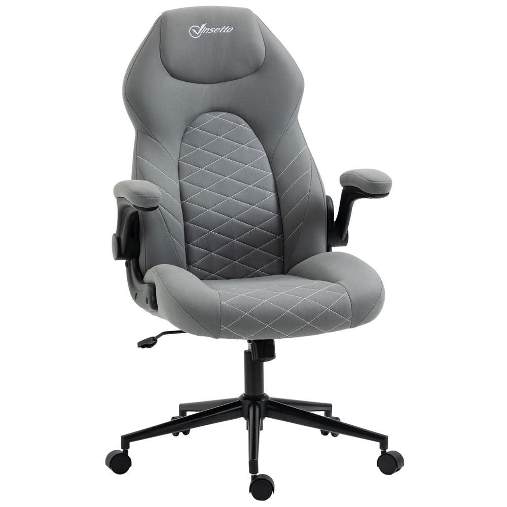 Vinsetto High-Back Home Office Chair w/ Flip Up Armrests Swivel Seat Light Grey