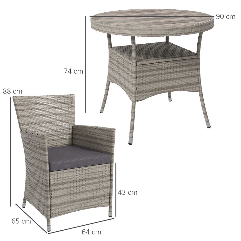 Outsunny 5 Pieces Rattan Garden Furniture Set for Patio, Lawn, Balcony, Grey