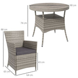 Outsunny 5 Pieces Rattan Garden Furniture Set for Patio, Lawn, Balcony, Grey