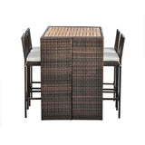 5 Pcs Rattan Garden Patio Furniture Bar Dining Table & Chair Set