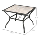 Garden Table with Parasol Hole w/ PC Board Tabletop for 4 Persons