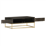 Coffee Table Black and Gold 90x50x35 cm Solid Mango Wood