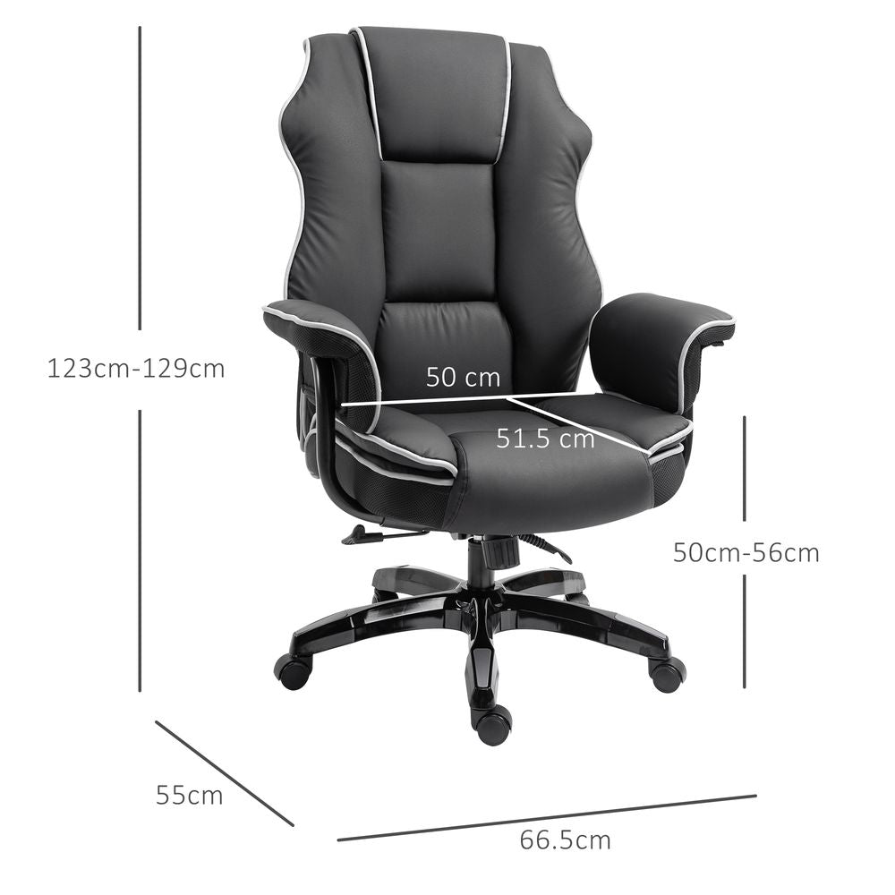 Piped PU Leather Padded High-Back Computer Office Gaming Chair Black Vinsetto