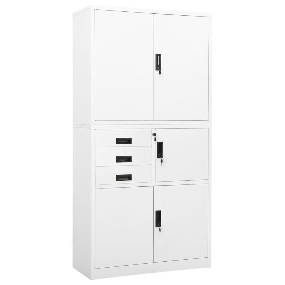 Office Cabinet White 90x40x180 cm Steel