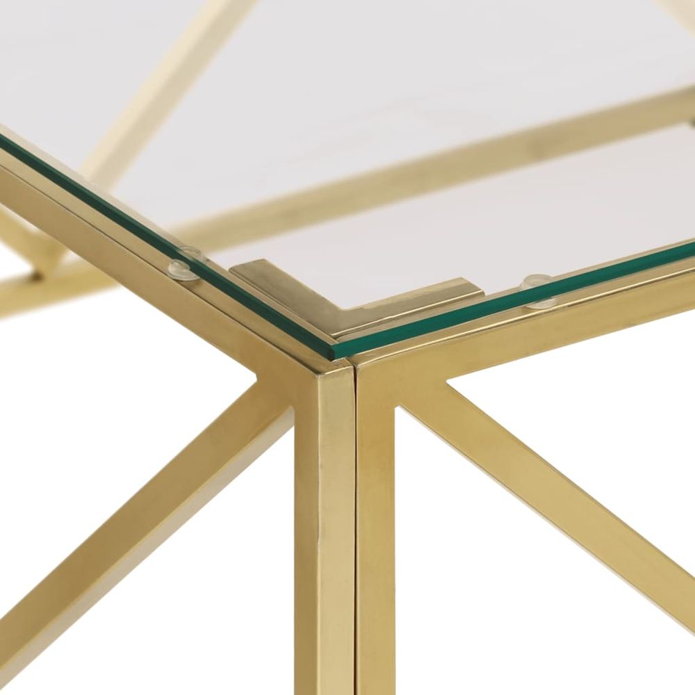 Coffee Table Gold Stainless Steel and Tempered Glass