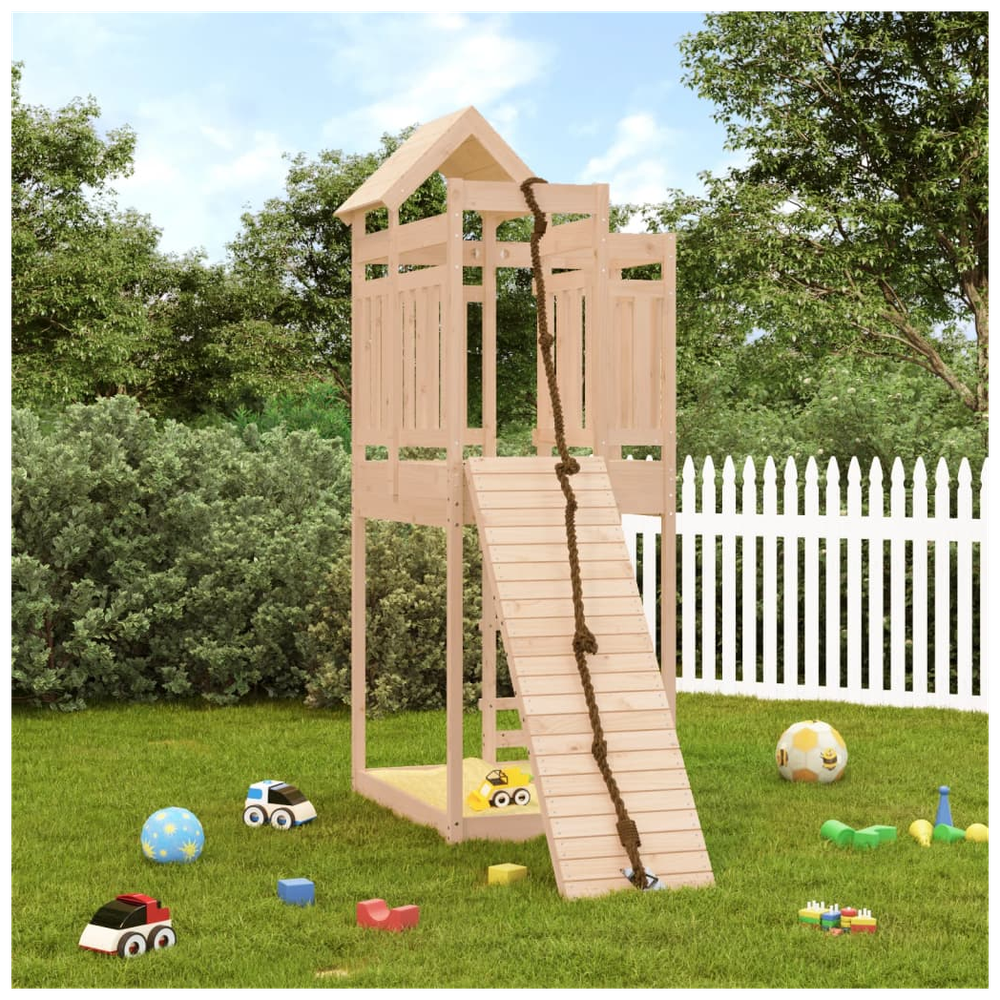 Playhouse with Climbing Wall Solid Wood Pine