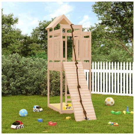 Playhouse with Climbing Wall Solid Wood Pine