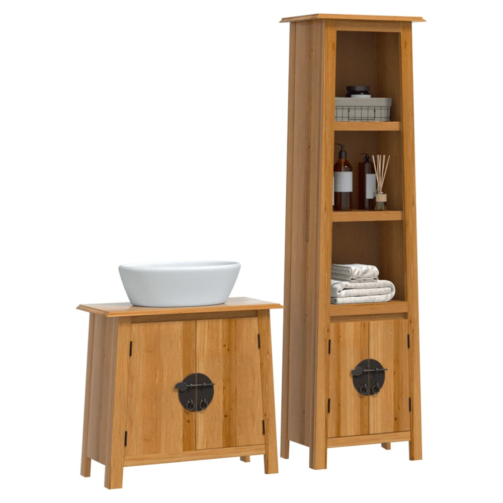 2 Piece Bathroom Furniture Set Solid Wood Pine