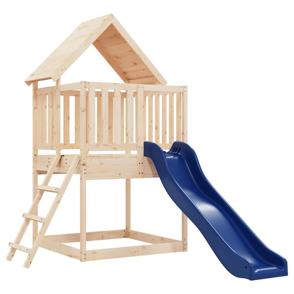 Playhouse with Slide Ladder Solid Wood Pine