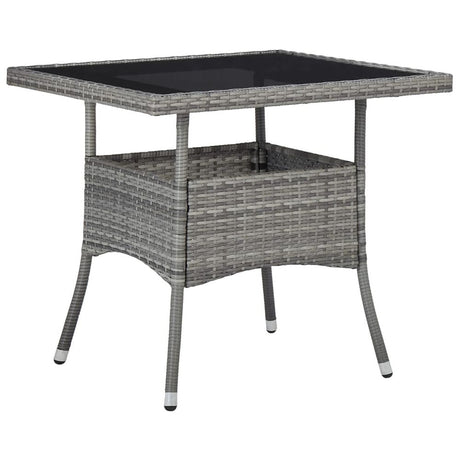 Outdoor Dining Table Black Poly Rattan and Glass