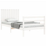 Bed Frame with Headboard White 3FT Single Solid Wood