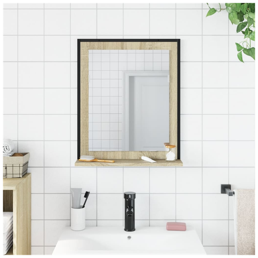 Bathroom Mirror with Shelf Sonoma Oak 50x12x60 cm Engineered Wood