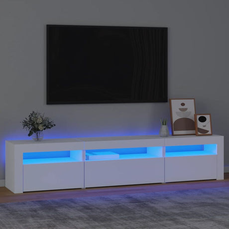 TV Cabinet with LED Lights White 240x35x40 cm