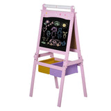 Kids Wooden Art Easel with Paper Roll Double-Sided Chalkboard, board HOMCOM