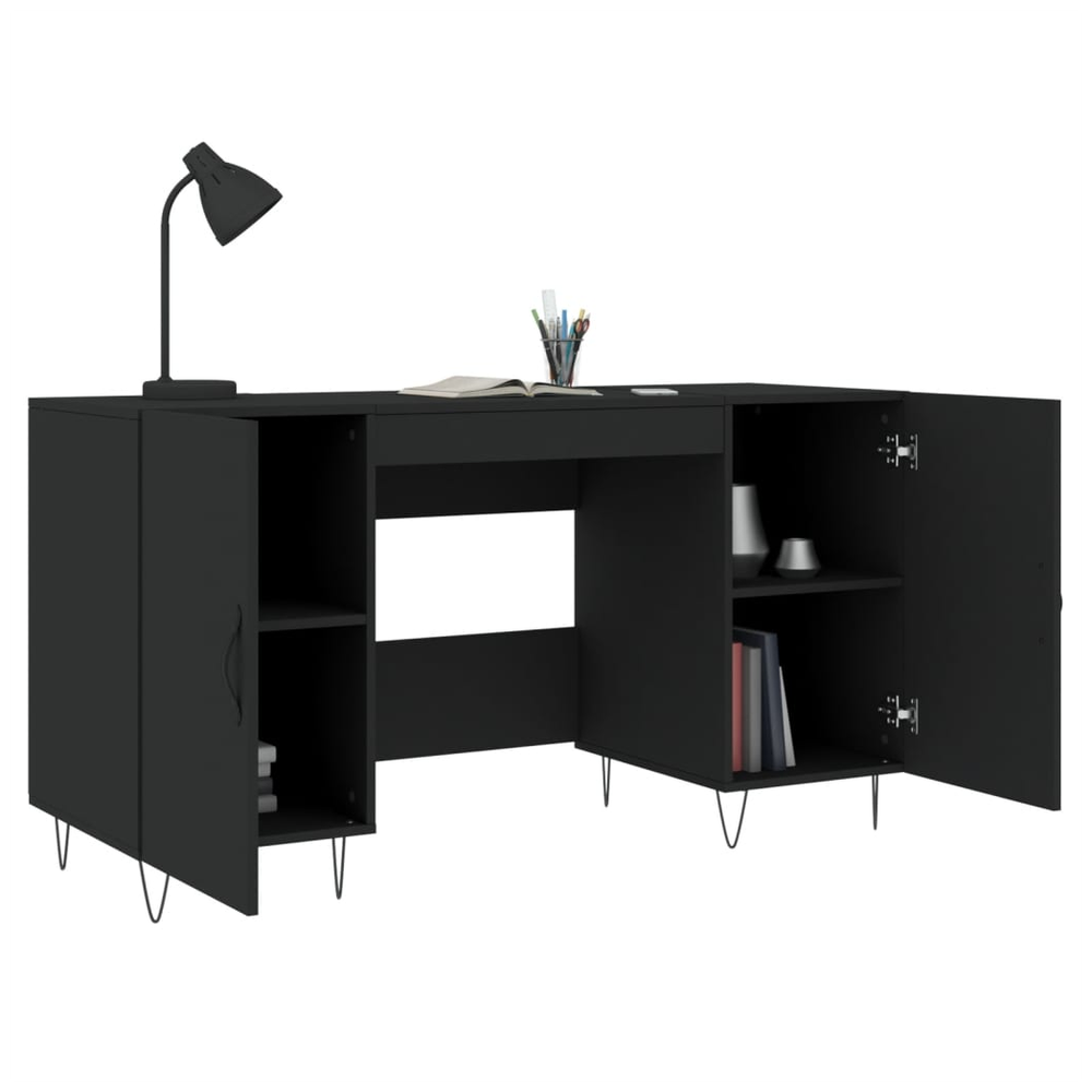 Desk Black 140x50x75 cm Engineered Wood