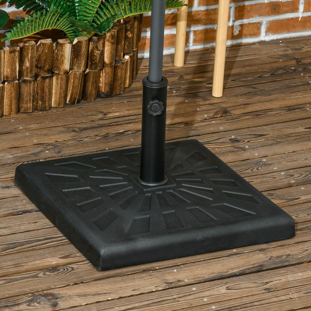 19kg Square Resin Garden Parasol Base for Poles of 32mm, 38mm, 48mm