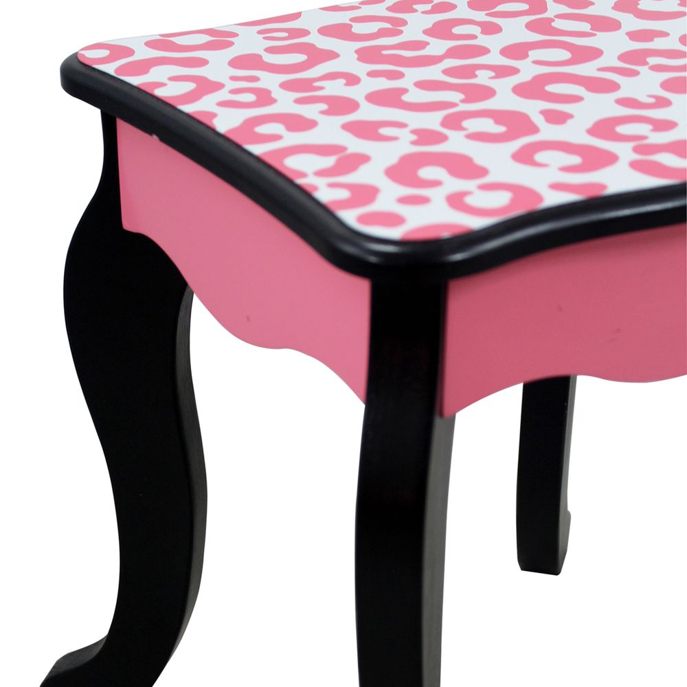 Fantasy Fields Kids Vanity Set Wooden Table With Mirror & Stool Pink TD-11670A