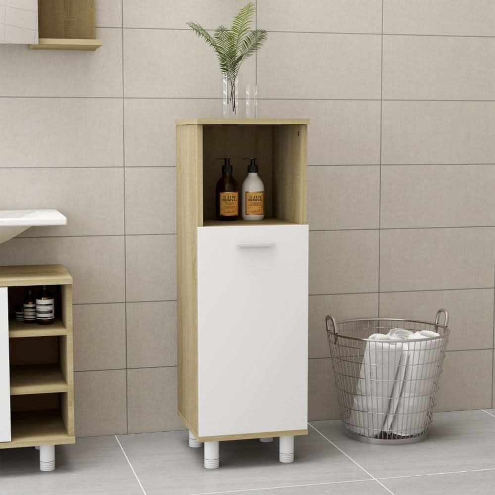 Bathroom Cabinet Smoked Oak 30x30x95 cm Engineered Wood