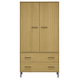 Wardrobe with Metal Legs Brown 90x55x172.5 cm Solid Wood OSLO