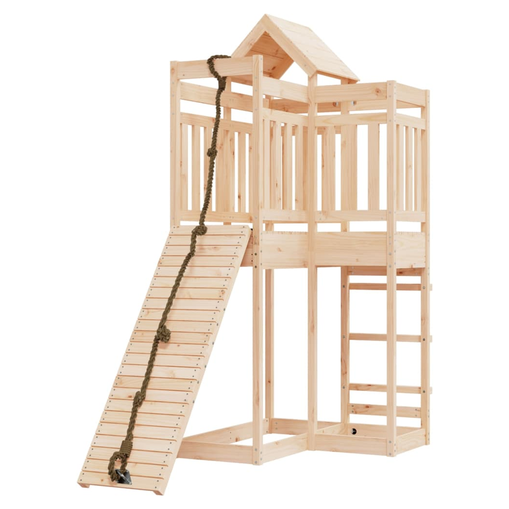 Playhouse with Climbing Wall Solid Wood Pine