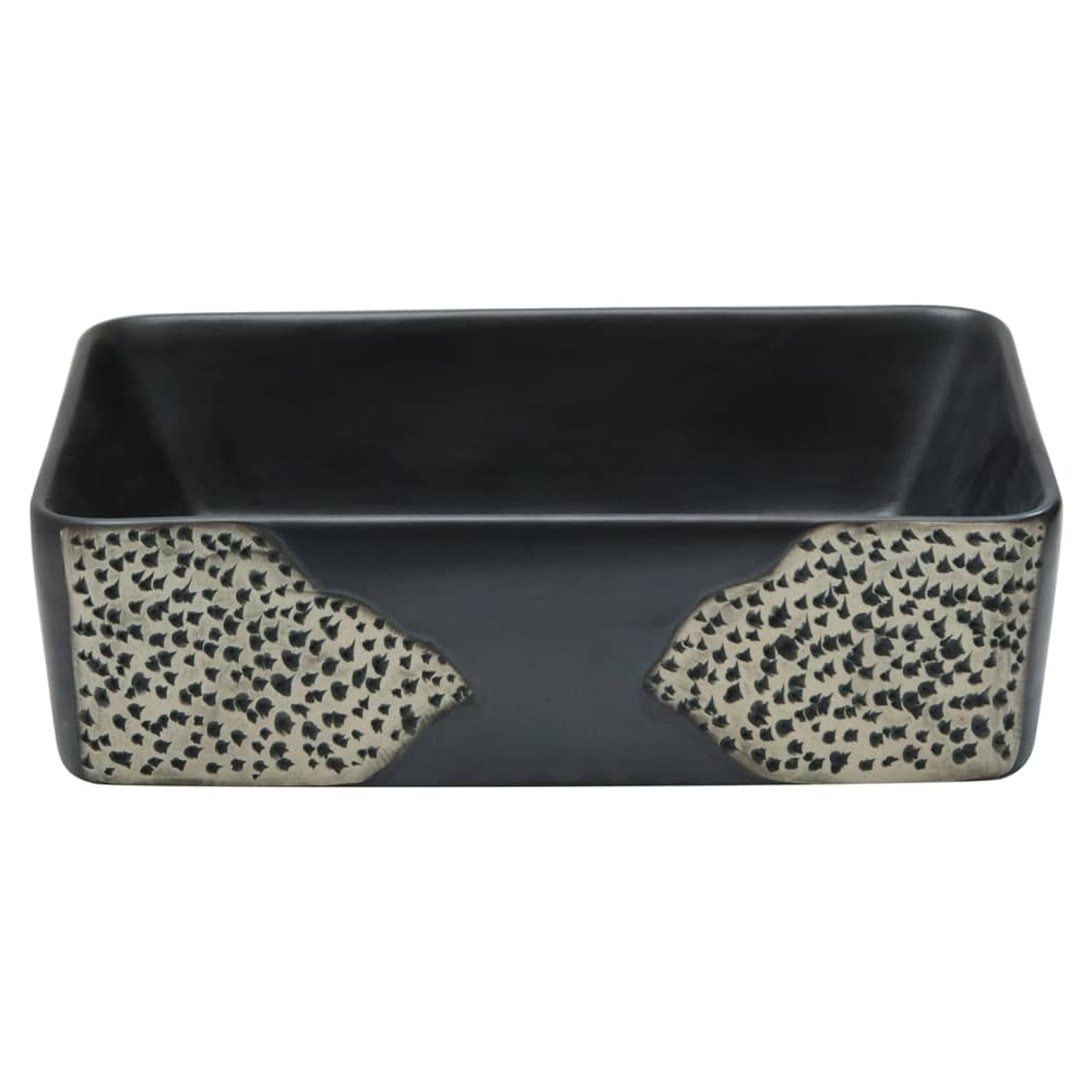 Countertop Basin Black Rectangular 46x35.5x13 cm Ceramic