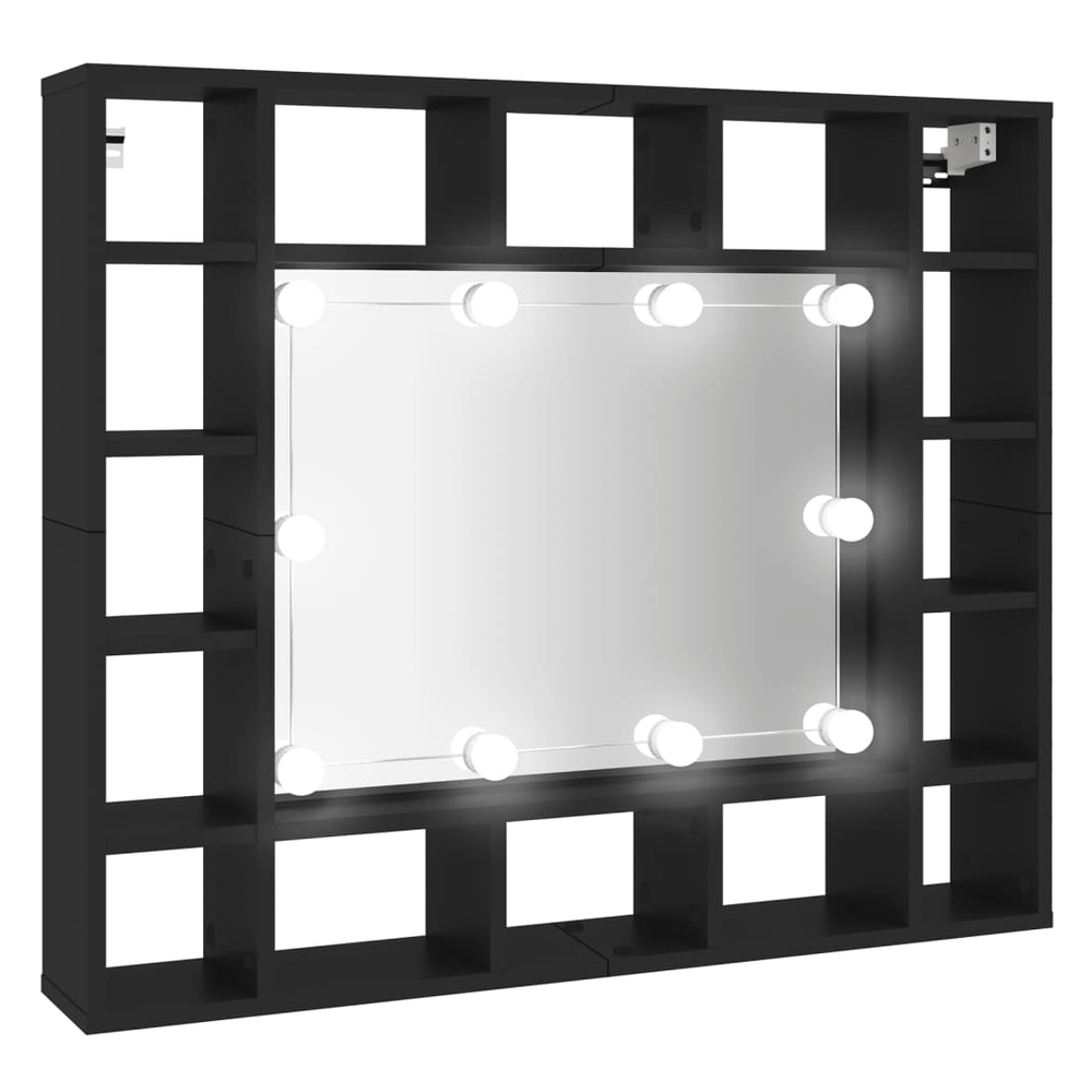 LED Mirror Cabinet Black 91x15x76.5 cm