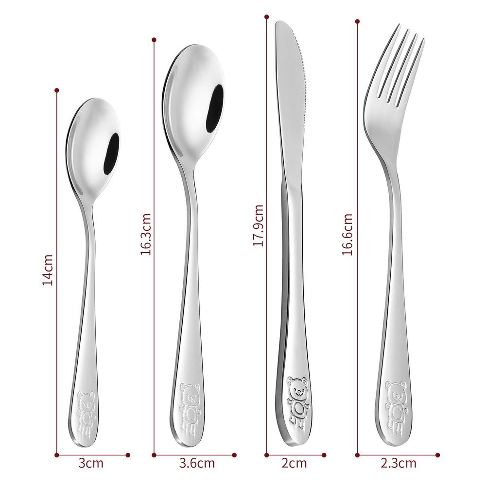 8PC Little Bear Stainless Steel Cutlery Kids Safe Flatware Tableware Set