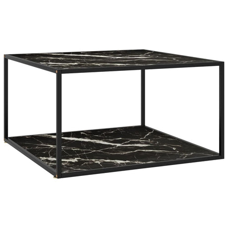 Coffee Table Black with Tempered Glass 60x60x35 cm