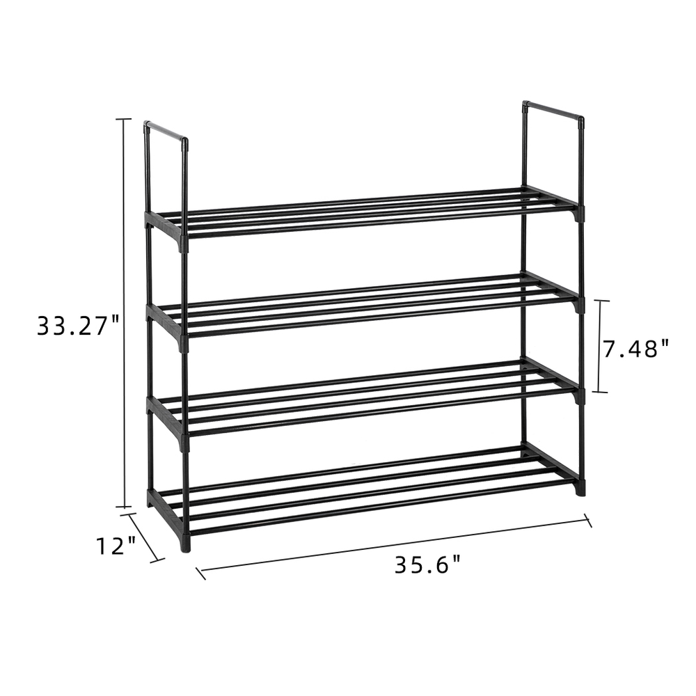 2 Set 4 Tiers Shoe Rack Shoe Tower Shelf Storage Organizer For Bedroom, Entryway, Hallway, and Closet Gray Color