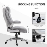 High Back Executive Office Chair Home Swivel PU Leather Chair, Grey